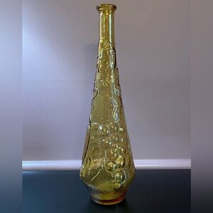 MCM Amber Fruit Embossed Glass Decanter - No Stopper